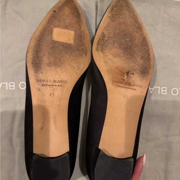 Manolo Blahnik Black Embellished Flats - Picture 6 of 7